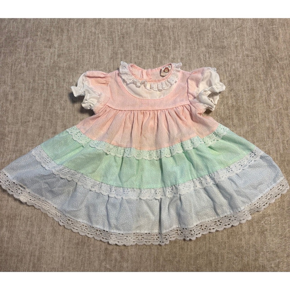 1989 frilly pastel raggedy Ann toddler dress